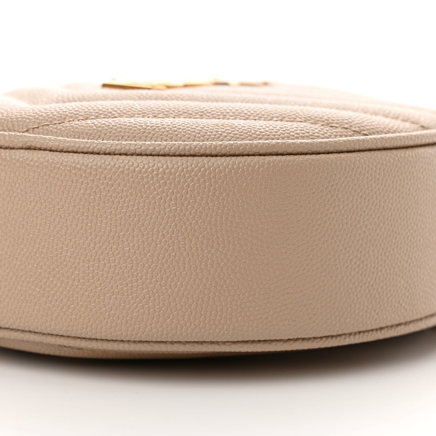 Grain De Poudre Matelasse Chevron Quilted Round Vinyle Camera Bag Dark Beige