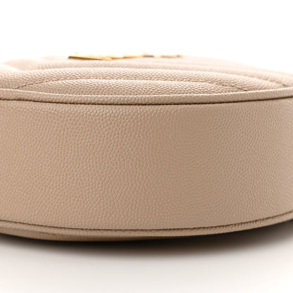 Saint Laurent Grain De Poudre Matelasse Chevron Quilted Round Vinyle Camera Bag Dark Beige 10 of 12
