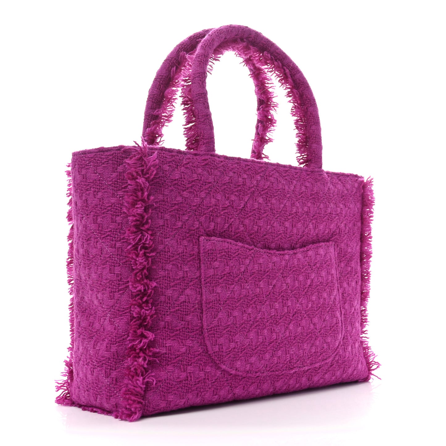 Wool Tweed Large Zipped Shopping Tote Magenta