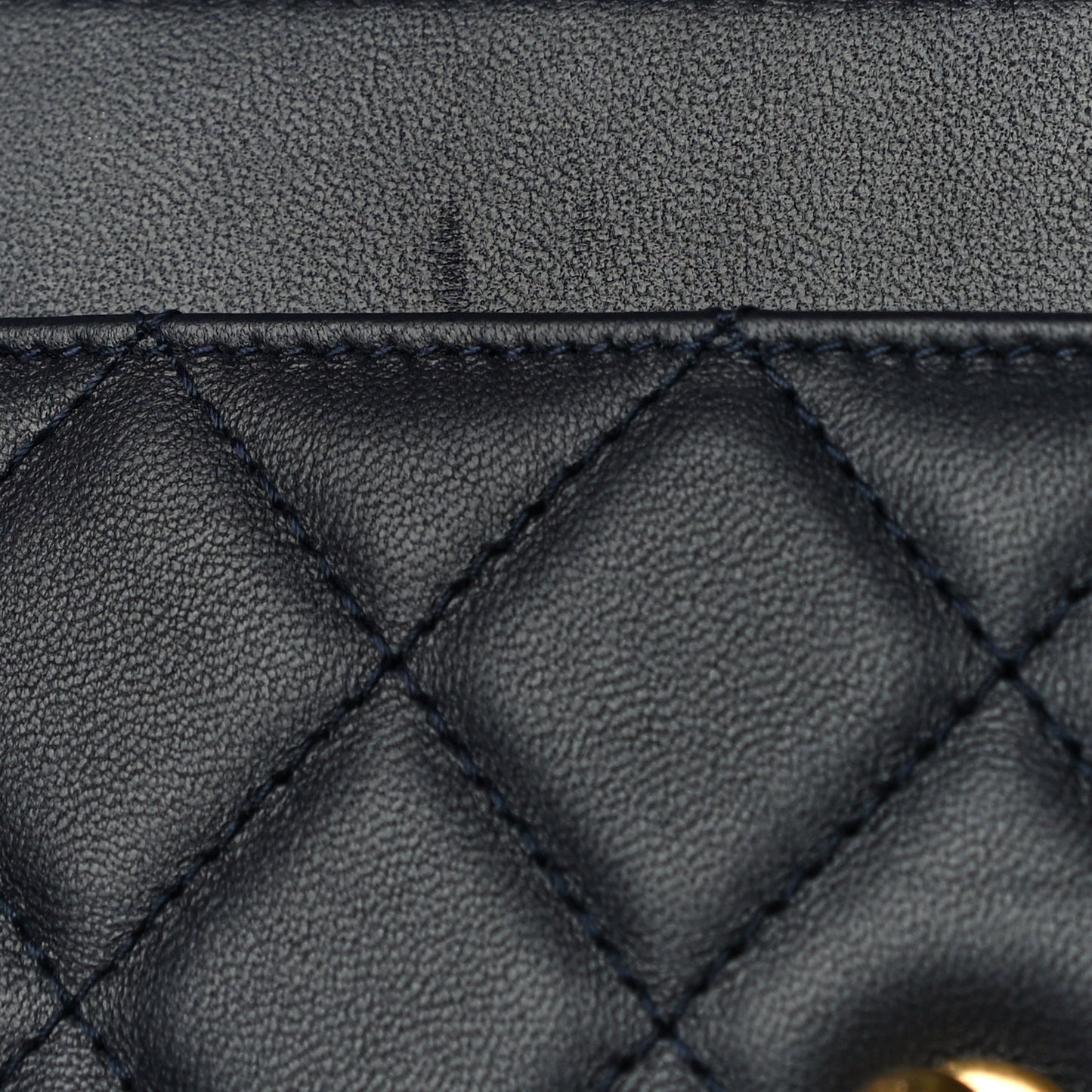 Lambskin Quilted Elegant CC Wallet On Chain WOC Navy Black