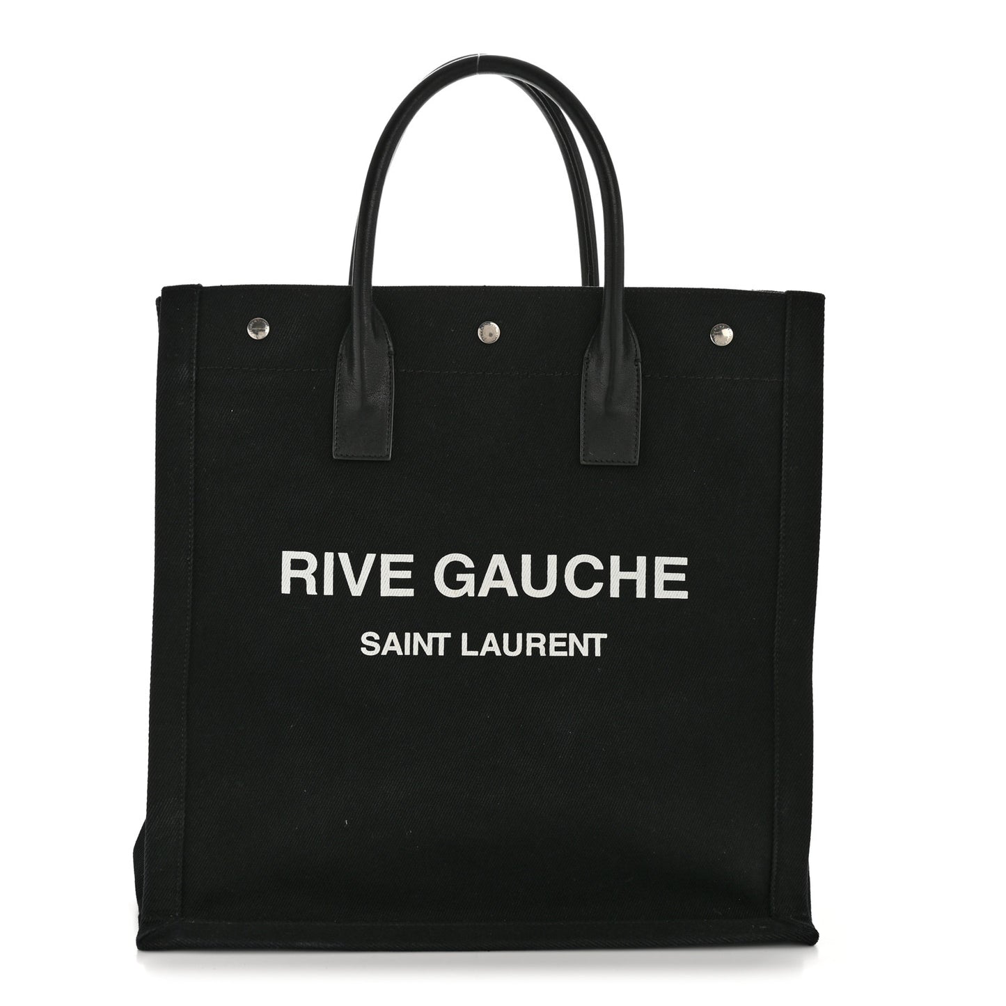 Linen Calfskin Rive Gauche North South Tote Black