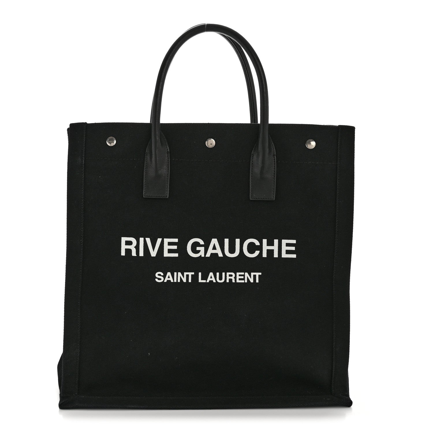 Saint Laurent Linen Calfskin Rive Gauche North South Tote Black 1 of 16