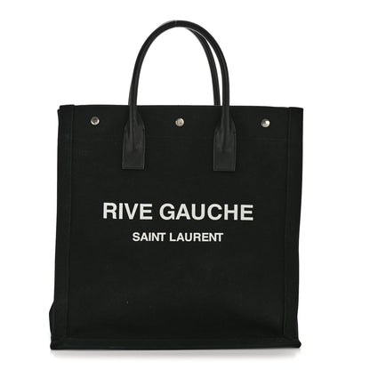 Saint Laurent Linen Calfskin Rive Gauche North South Tote Black 1 of 16
