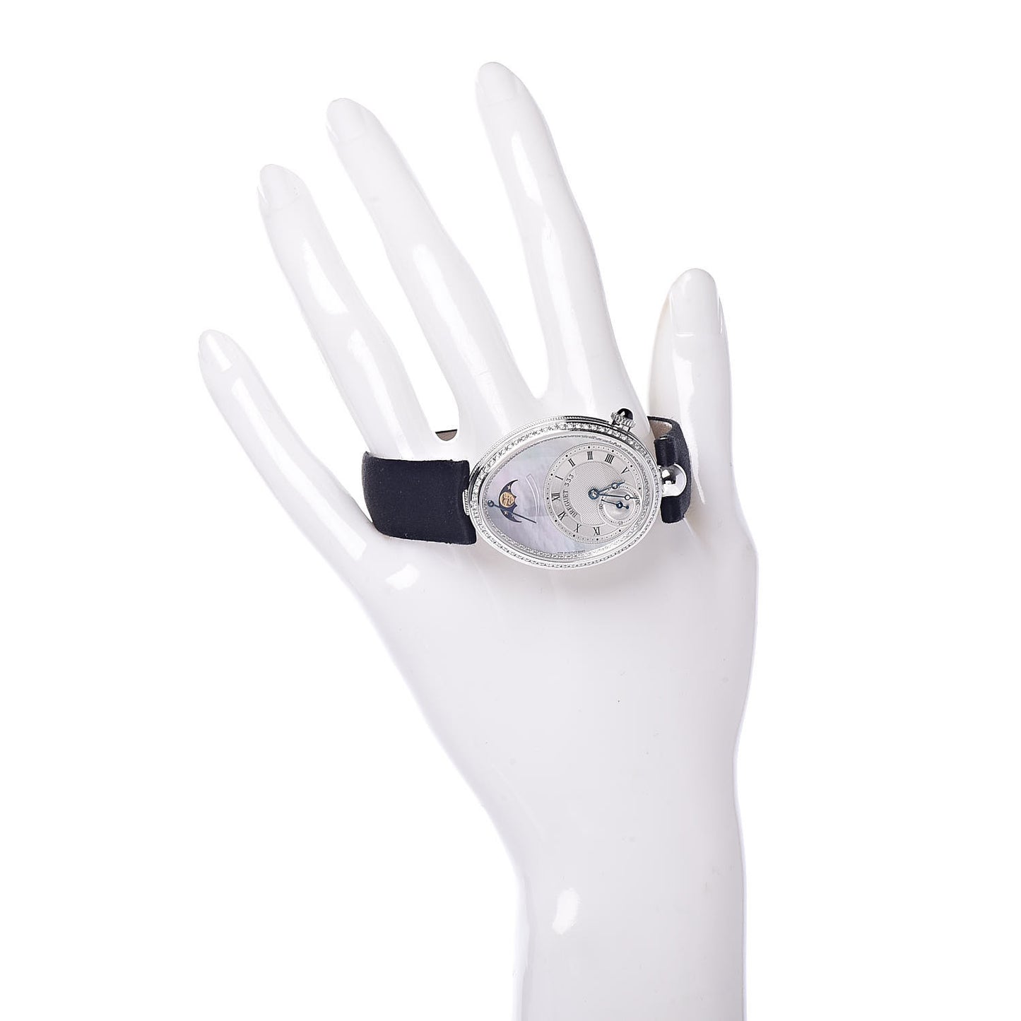 18K White Gold Satin Diamond Bezel Mother of Pearl 29mm Reine de Naples Automatic Watch 8908BB/52/864