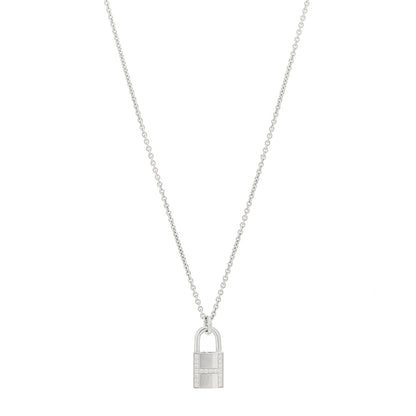 Hermes 18K White Gold Diamond Amulettes Cadenas Pendant Necklace 1 of 6