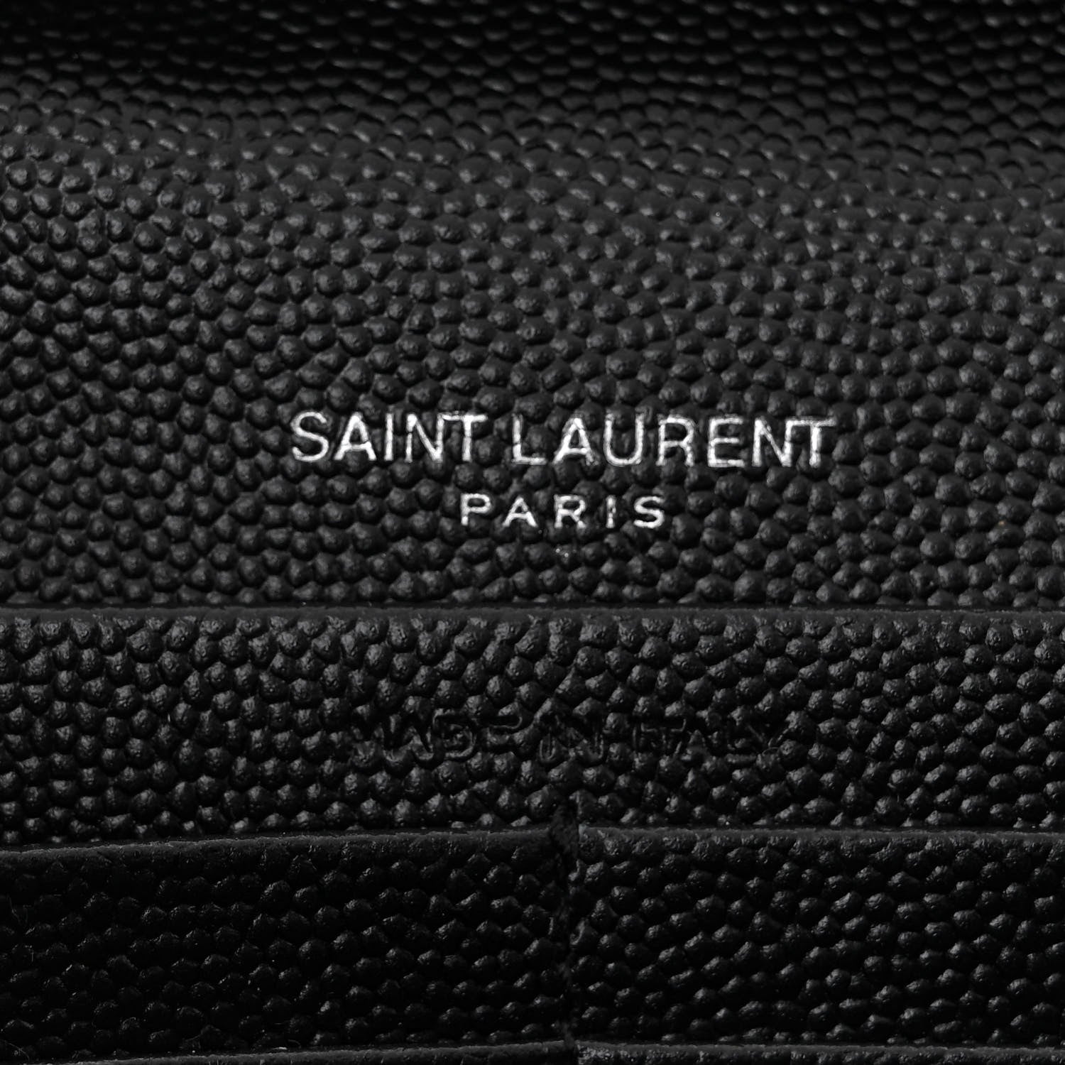 Saint Laurent Grain De Poudre Matelasse Chevron Monogram Chain Wallet Black 6 of 10