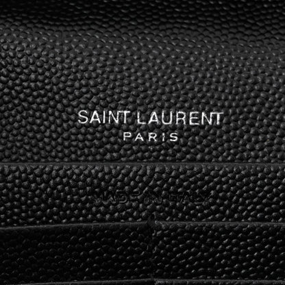 Saint Laurent Grain De Poudre Matelasse Chevron Monogram Chain Wallet Black 6 of 10