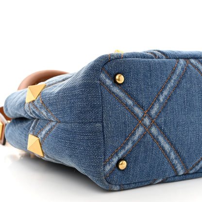 Valentino Garavani Denim Small Roman Stud The Handle Bag Light Denim Selleria 9 of 11