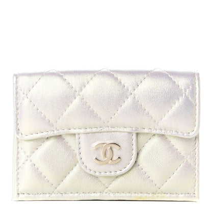 Chanel Iridescent Lambskin Quilted Double Flap Wallet Ivory 1 of 8