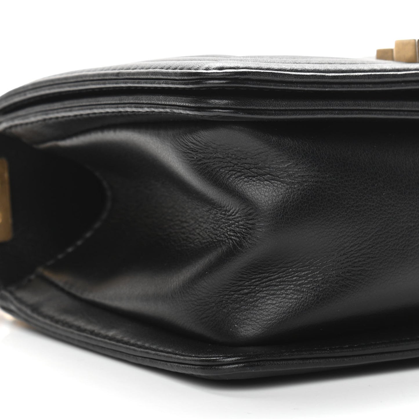 Calfskin Quilted Small Boy Flap Black