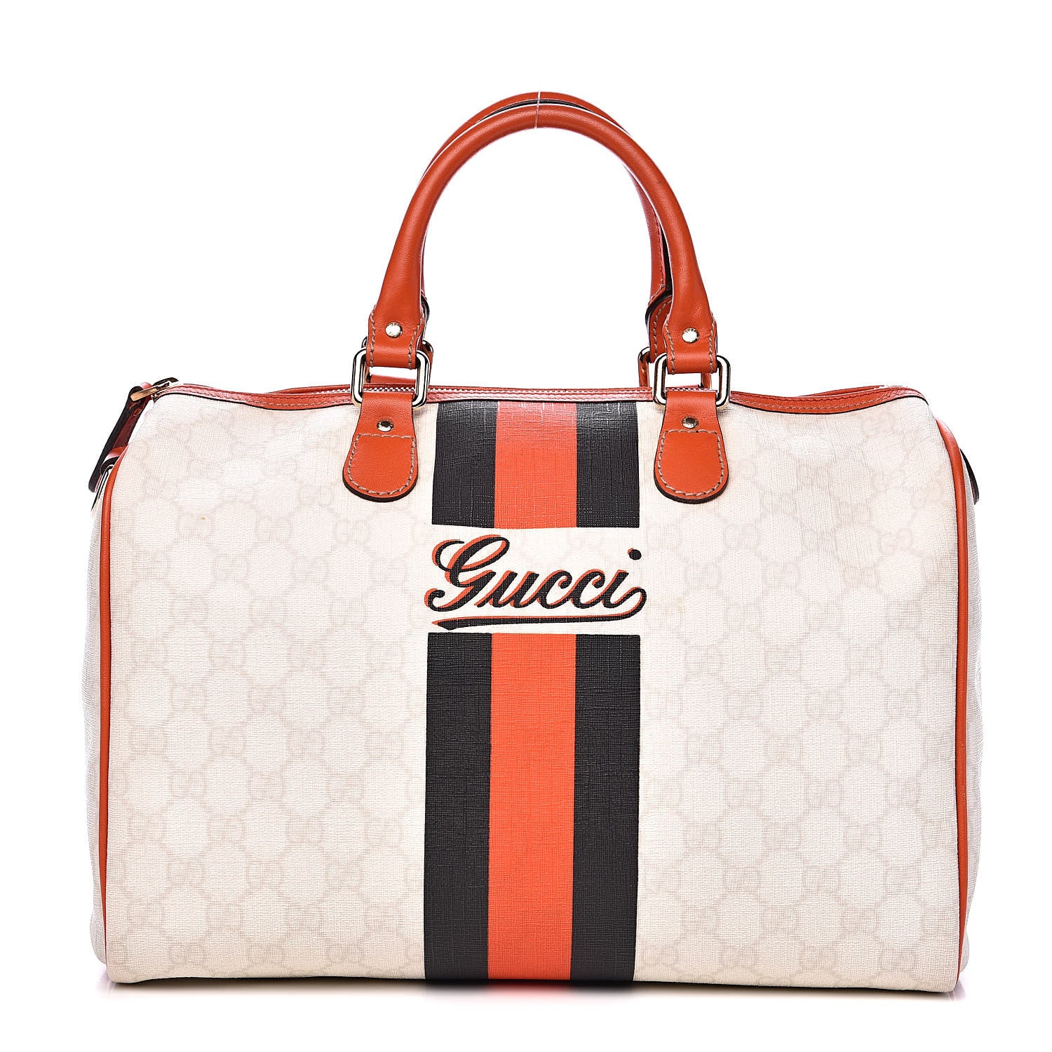 Gucci GG Plus Monogram Web Stripe Medium Joy Boston Orange 1 of 17