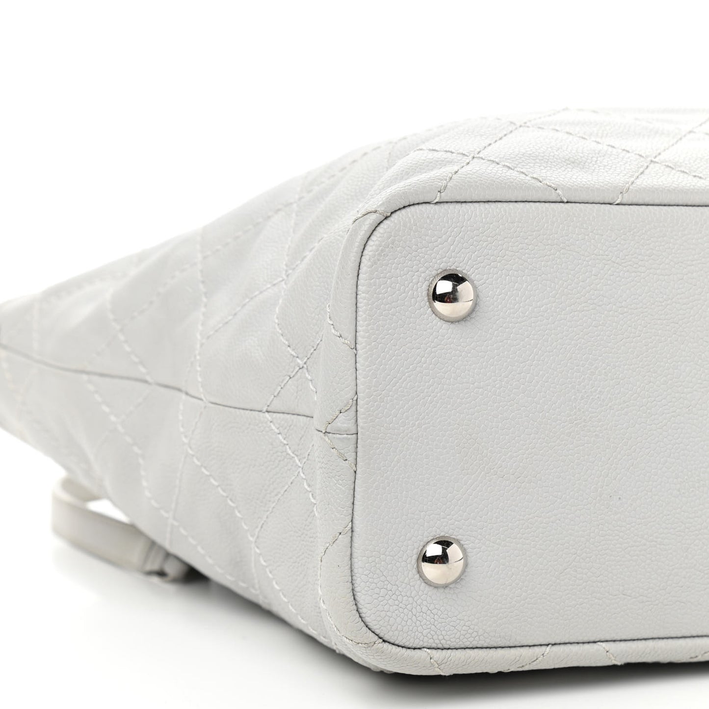 Grained Calfskin Quilted Small Daily Shopping Tote Light Grey