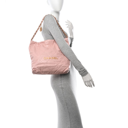Chanel Shiny Calfskin Quilted Small Chanel 22 Light Pink 2 of 11