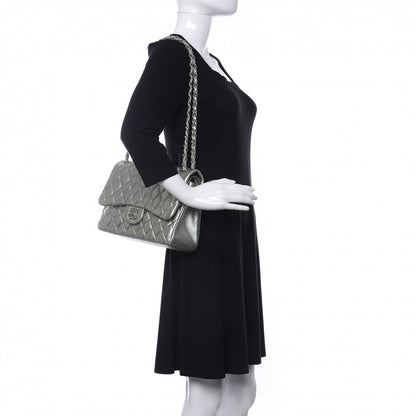 Chanel Metallic Lambskin Quilted Jumbo Double Flap Silver 2 of 10