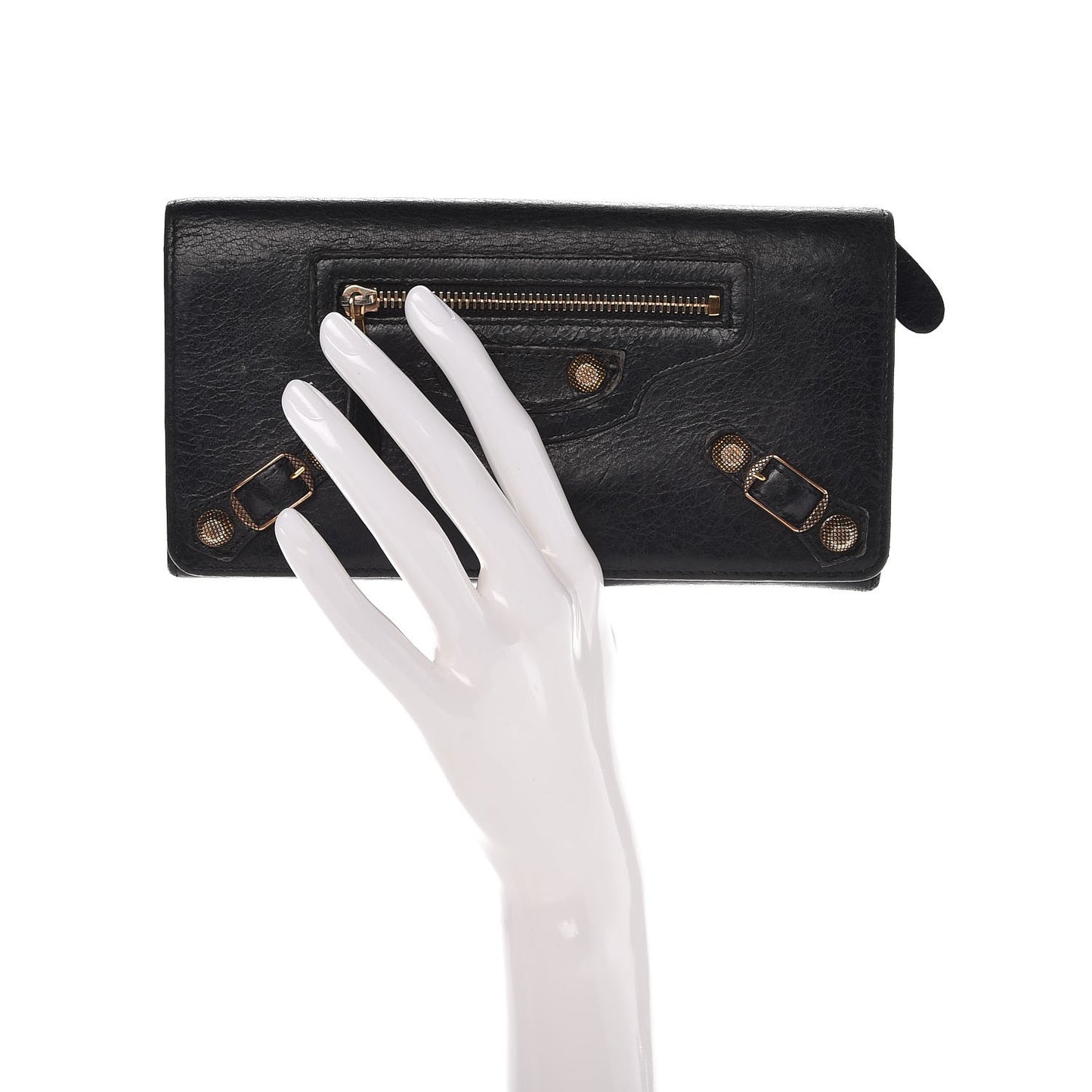 Agneau Giant 12 Rose Gold Hardware Money Wallet Black