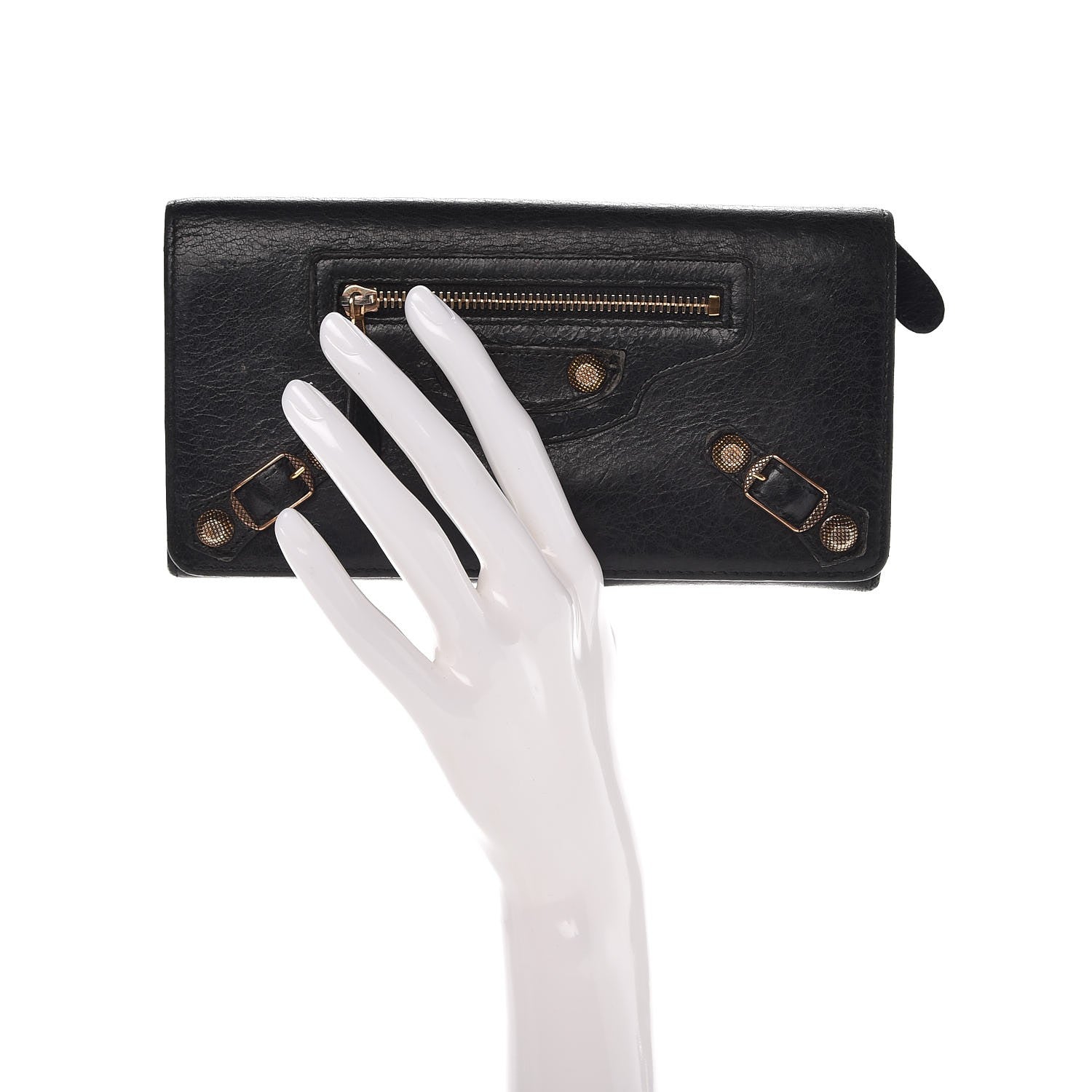 Balenciaga Agneau Giant 12 Rose Gold Hardware Money Wallet Black 2 of 18