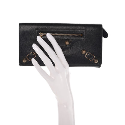 Balenciaga Agneau Giant 12 Rose Gold Hardware Money Wallet Black 2 of 18