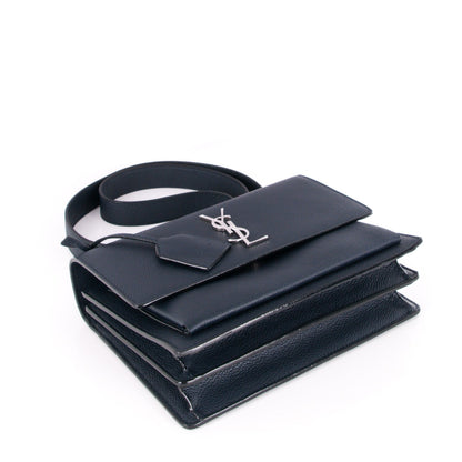 Saint Laurent Grained Calfskin Medium Monogram Sunset Navy Blue 4 of 5