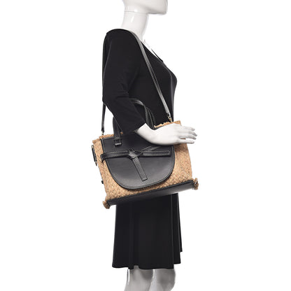 Loewe Calfskin Raffia Small Gate Tote Black 2 of 10