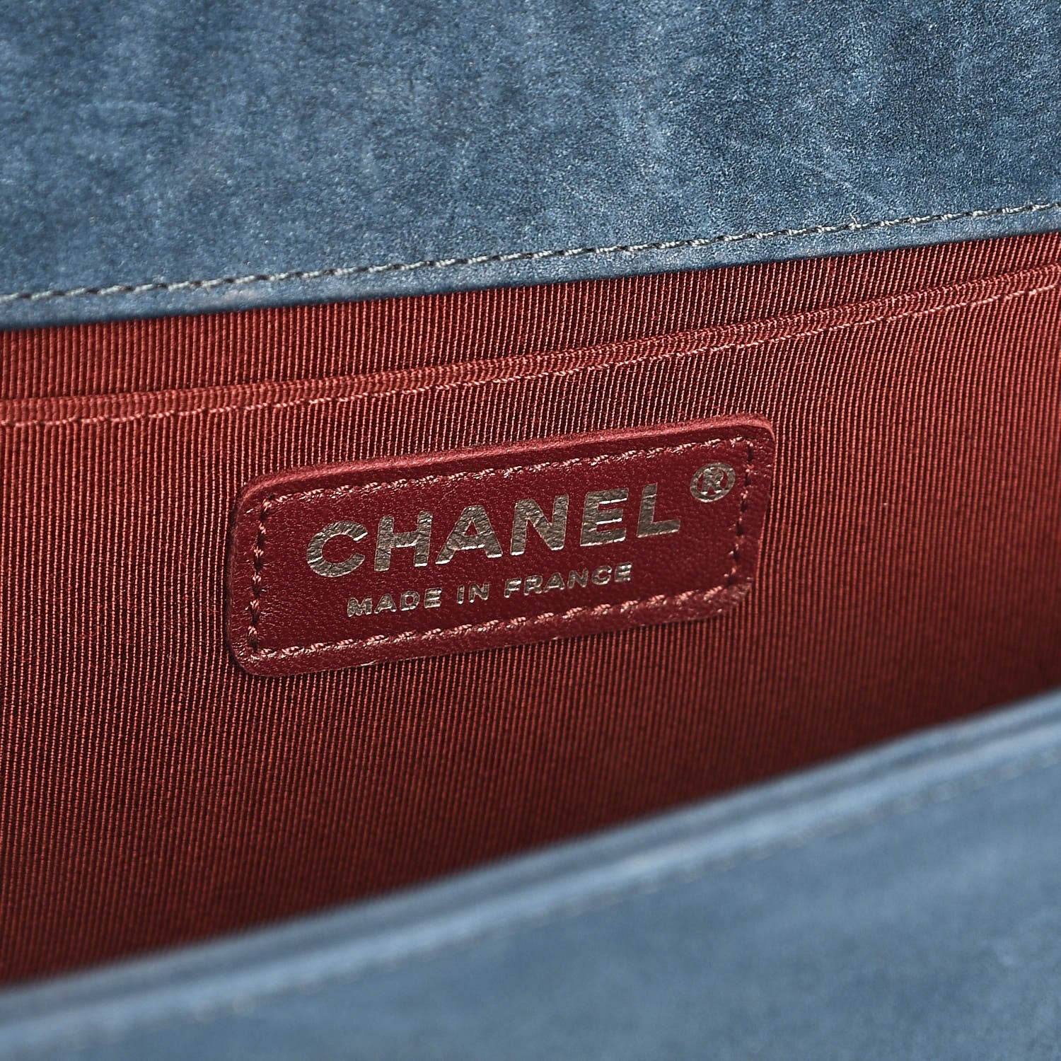 Chanel Nubuck Chevron Quilted Medium Boy Flap Blue 6 of 8