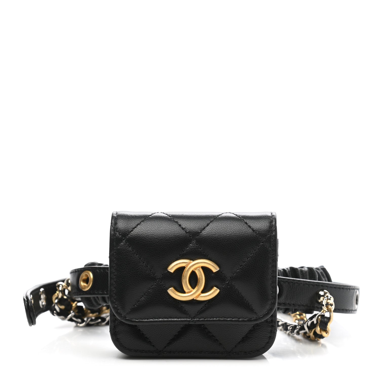 Chanel Goatskin Quilted Airpods Pro Case Belt Black 1 of 7