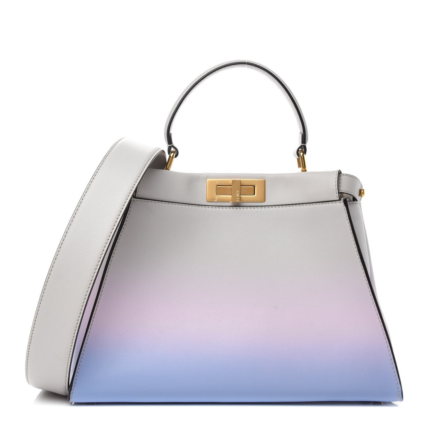 X JOSHUA VIDES Vitello Seta Shiny Nappa Degrade Medium Peekaboo Iconic Satchel Ghiaia Rosa Azzurro