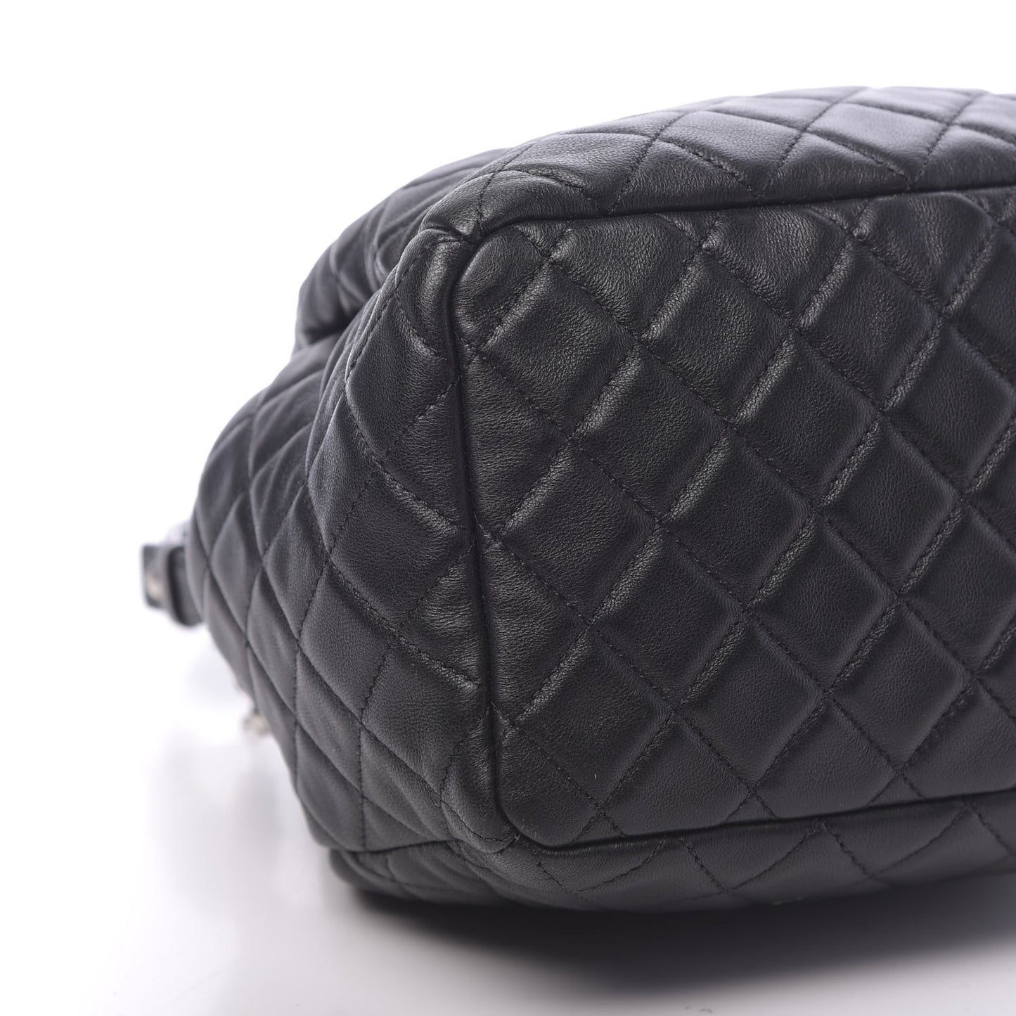 Lambskin Quilted Mini CC Chain Bucket Bag Black