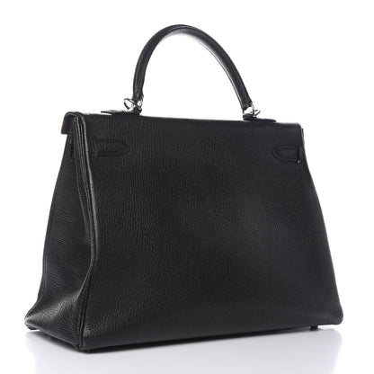 Hermes Chevre De Coromandel Kelly Retourne 35 Black 5 of 35