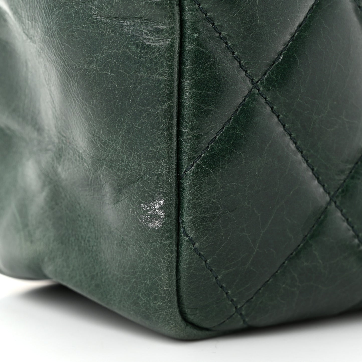 Glazed Calfskin Quilted Small CC Delivery Tote Dark Green
