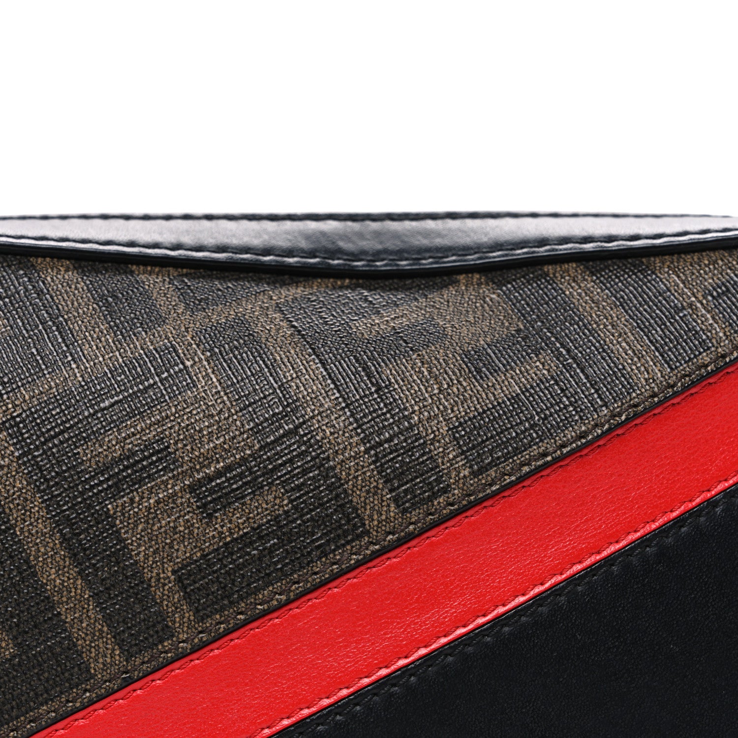 Fendi Glazed Fabric Vitello Liberty FF 1974 Diagonal Small Camera Case Tobacco Rosso Black 8 of 10