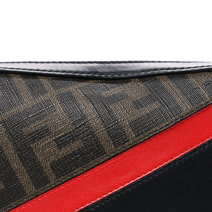 Fendi Glazed Fabric Vitello Liberty FF 1974 Diagonal Small Camera Case Tobacco Rosso Black 8 of 10