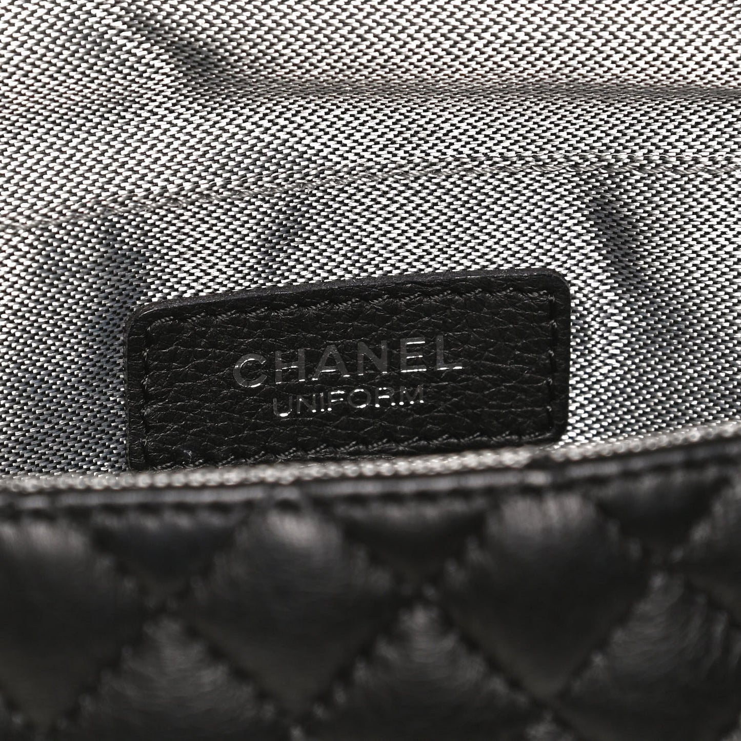 Calfskin Quilted CC Uniform Flap Belt Bag Black