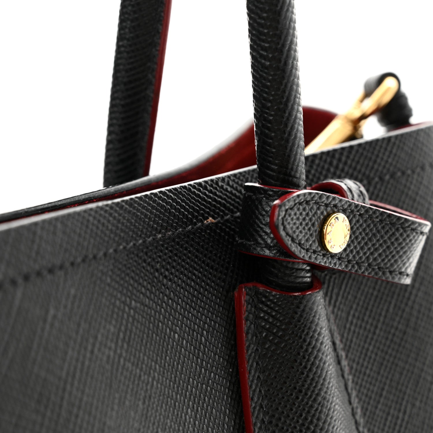 Prada Saffiano Cuir Small Double Bag Black Fuoco 13 of 16
