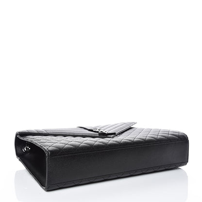Saint Laurent Grain De Poudre Textured Mixed Matelasse Large Triquilt Monogram Monochrome Satchel Black 4 of 11