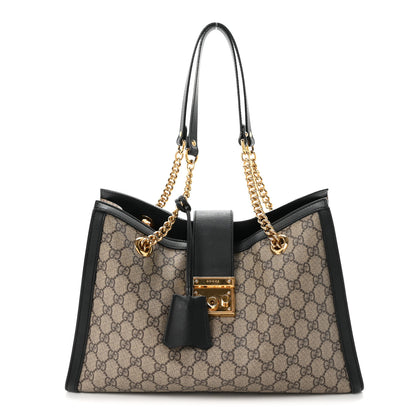 Gucci GG Supreme Monogram Medium Padlock Tote Black 1 of 10
