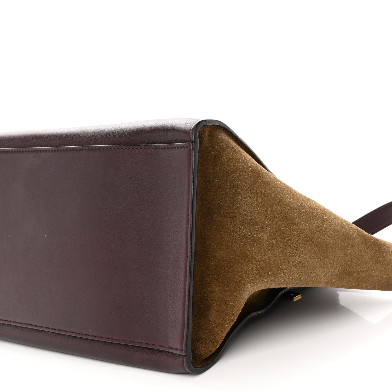 Celine Calfskin Suede Tri-Color Medium Trapeze Burgundy 9 of 11