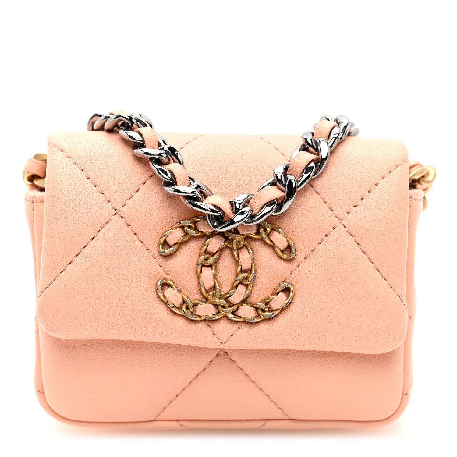 Chanel Lambskin Quilted Chanel 19 Flap Belt Bag Light Orange 1 of 10