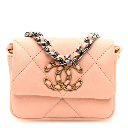 Chanel Lambskin Quilted Chanel 19 Flap Belt Bag Light Orange 1 of 10