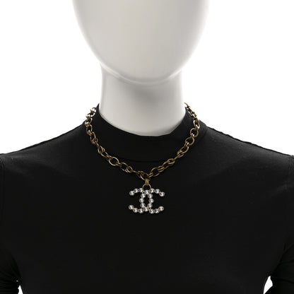 Chanel Crystal Chain Link CC Necklace Gold 2 of 6