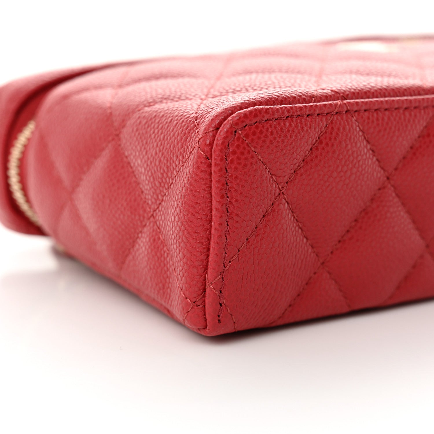 Chanel Caviar Quilted Top Handle Slim Vanity With Chain Red 8 of 10