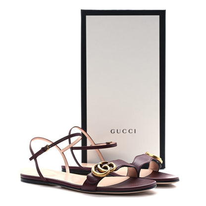 Gucci Lifford Calfskin GG Marmont Ankle Wrap Flat Sandals 39 Vintage Bordeaux 8 of 8