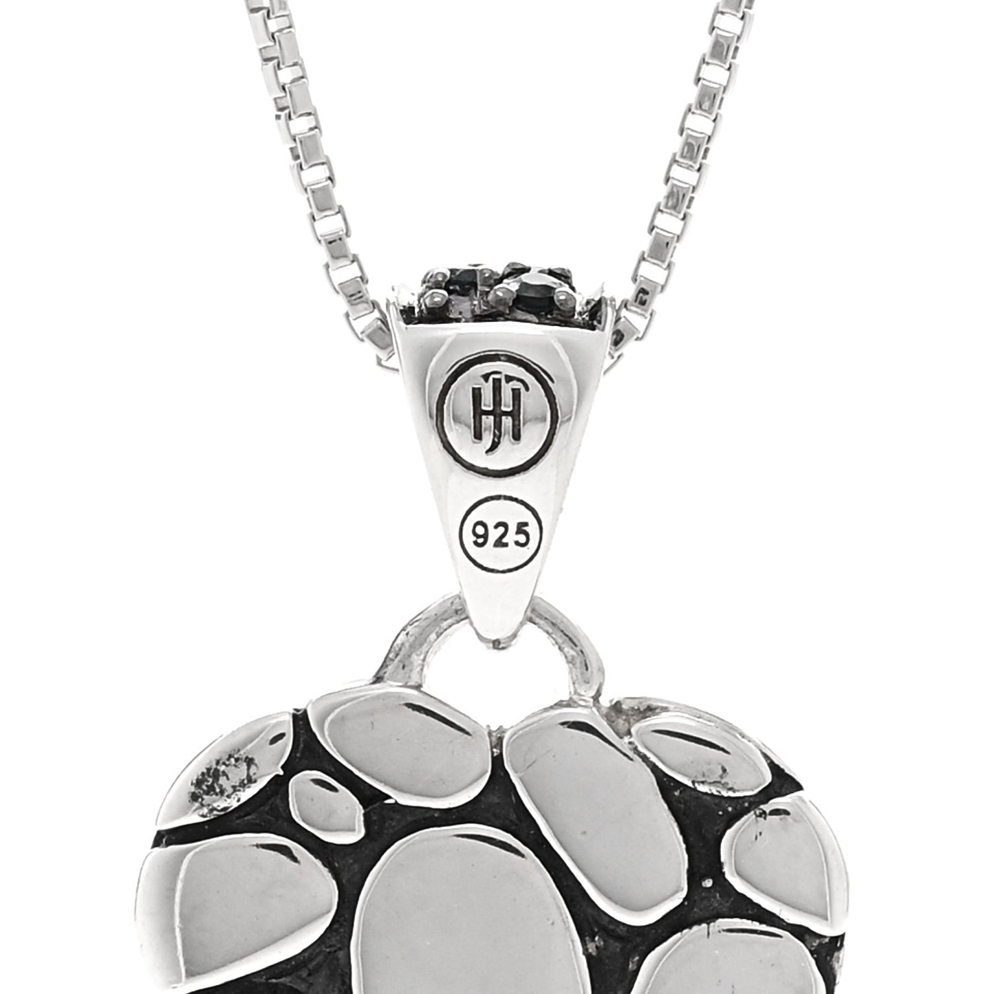 Sterling Silver Blue Topaz Kali Lava Heart Pendant Necklace