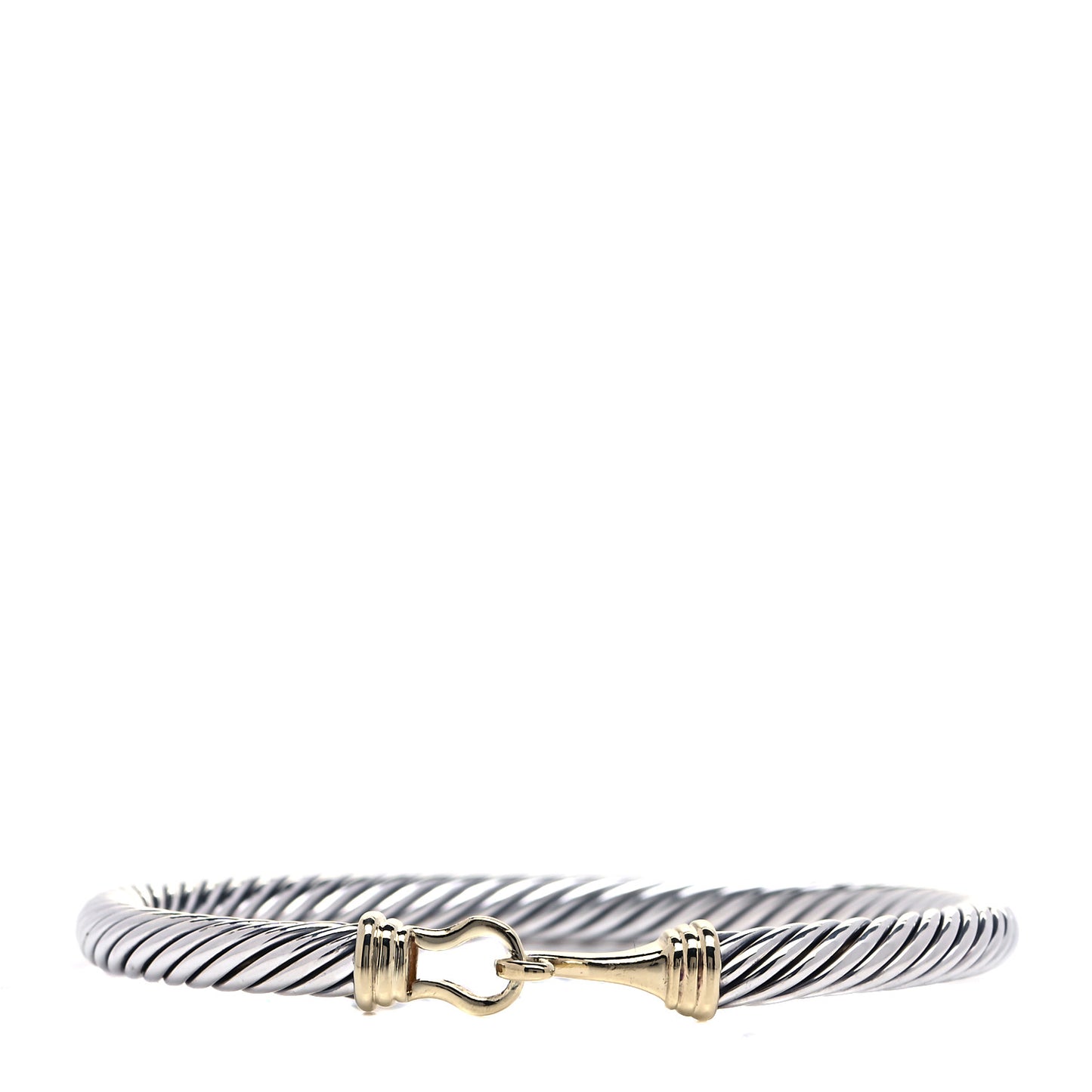 Sterling Silver 14K Yellow Gold 5mm Cable Classic Buckle Bracelet