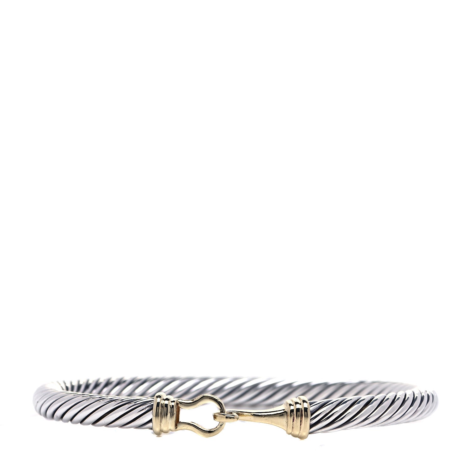 David Yurman Sterling Silver 14K Yellow Gold 5mm Cable Classic Buckle Bracelet 1 of 6