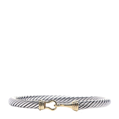 David Yurman Sterling Silver 14K Yellow Gold 5mm Cable Classic Buckle Bracelet 1 of 6