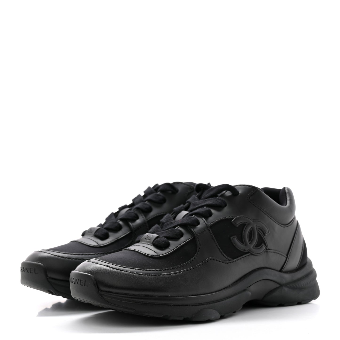 Lambskin Fabric CC Sneakers 36.5 Black