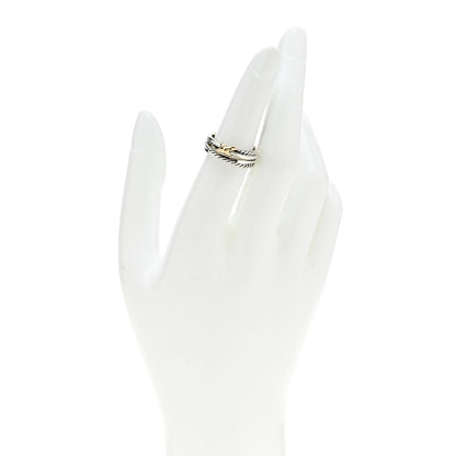 David Yurman Sterling Silver 18K Yellow Gold 6mm X Crossover Ring 50 5.5 2 of 4