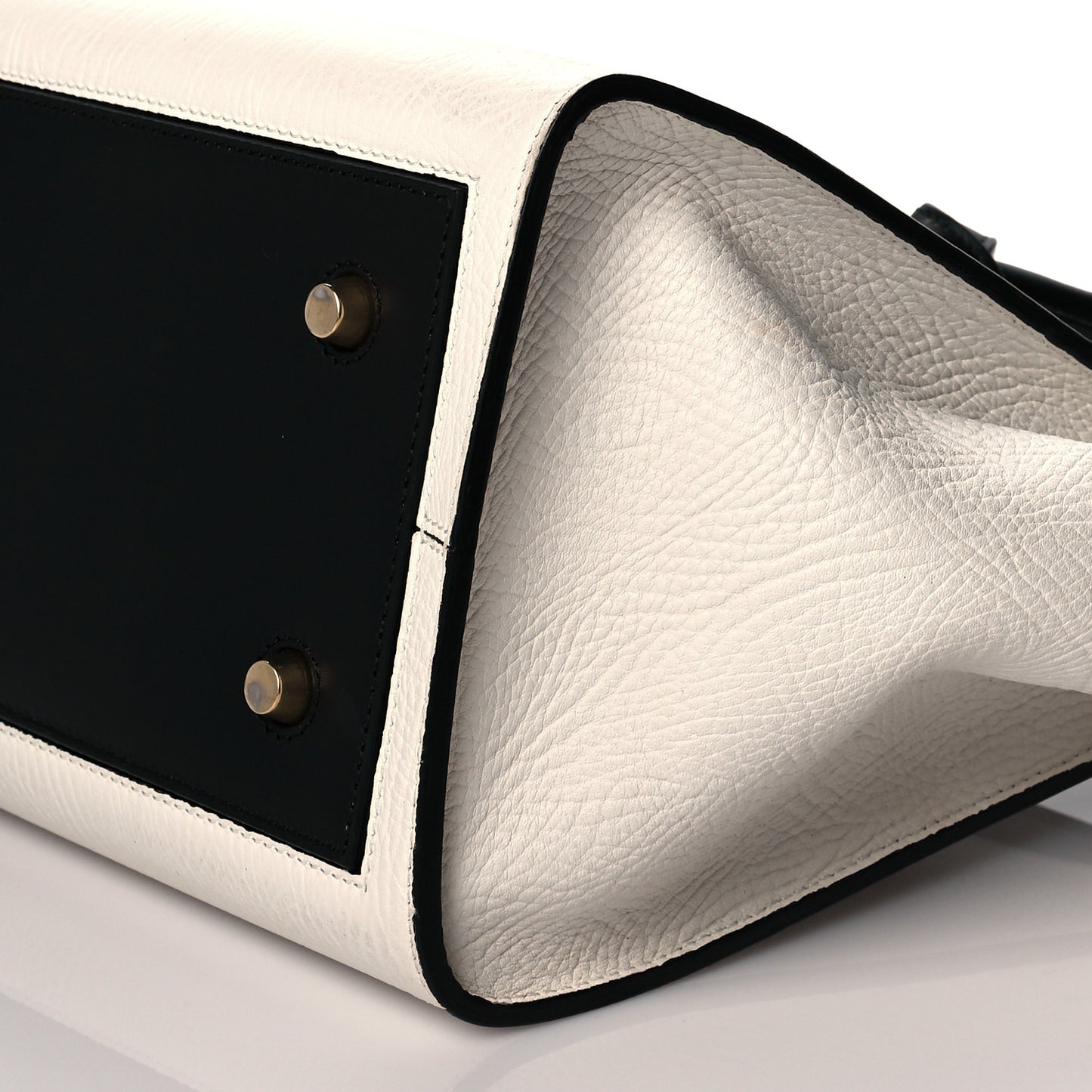 Elephant Calfskin Small Bi-Color Tie Knot Tote White Black