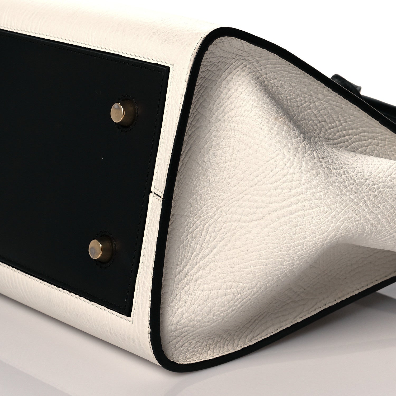 Celine Elephant Calfskin Small Bi-Color Tie Knot Tote White Black 9 of 9