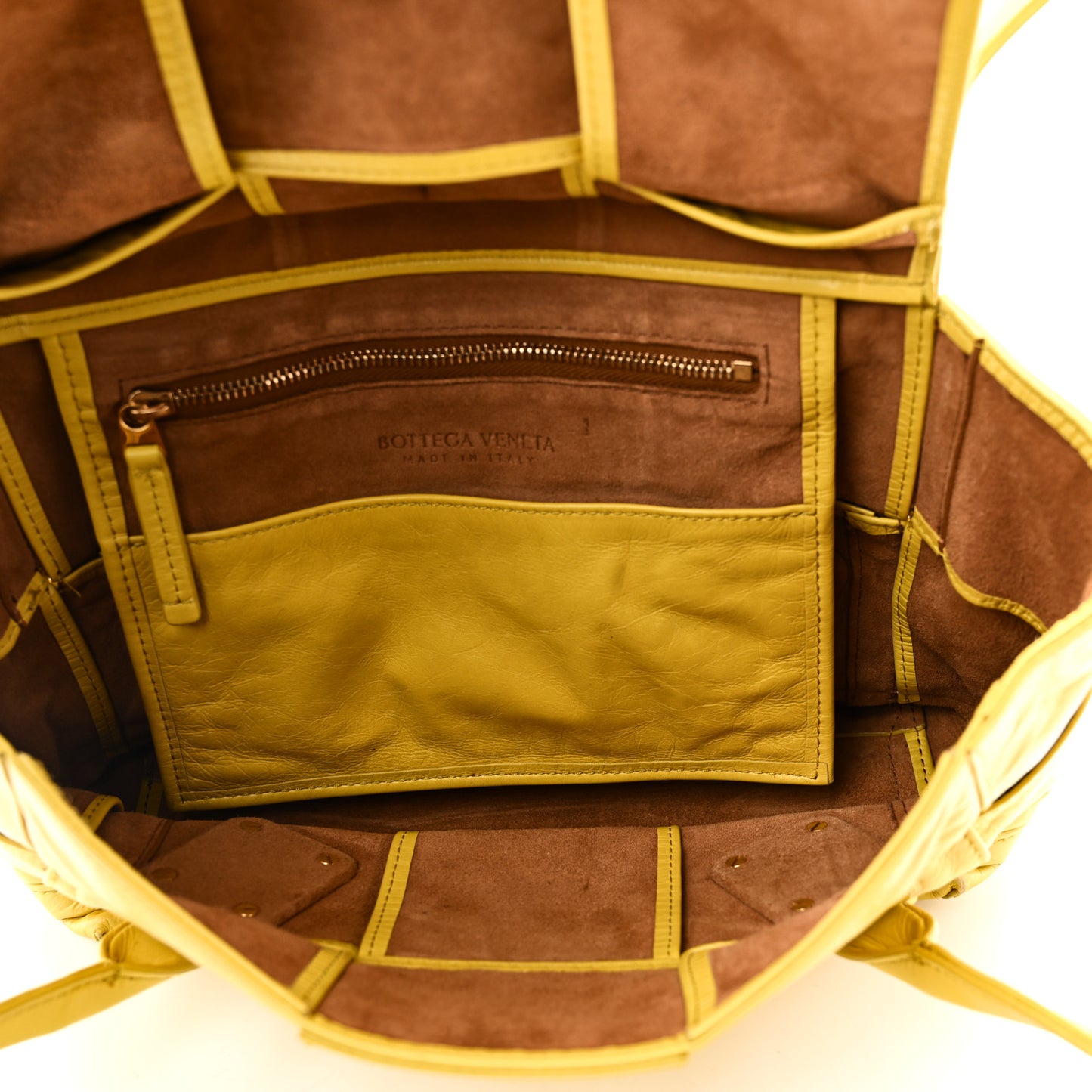Paper Calfskin Maxi Intrecciato Medium Arco Yellow